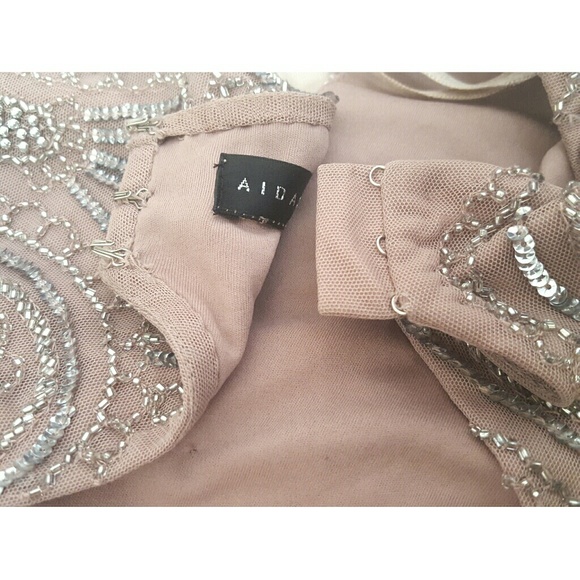 Aidan Mattox Beaded Illusion Long Sleeve Gown - Picture 3 of 8